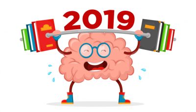 Cartoon Brain Lifting Weights