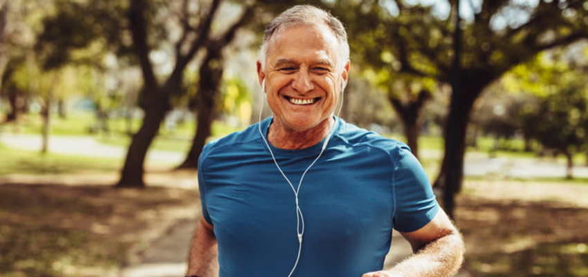 A Man Running While Listening to Music